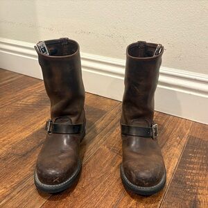 Frye Dark Brown Leather Harness Boots